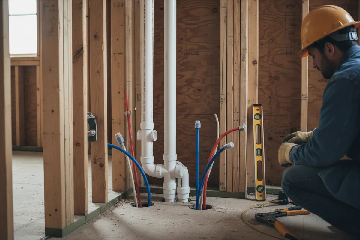 Drain and supply rough-in during Leak Detection in Cedarpines Park